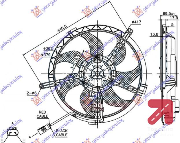 VENTILATOR KOMPLET (2 PIN) MINI COOPER/ONE (R56) (2006-2011) (OEM: 17422754854)