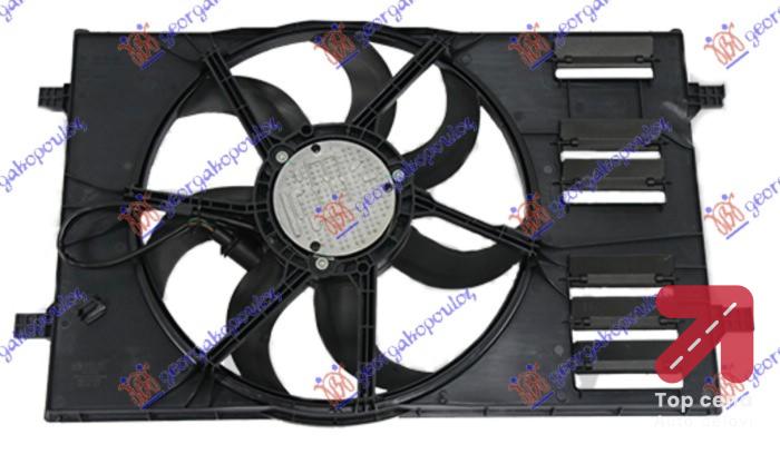 VENTILATOR KOMPLET (412mm) (400W) (4pin) AUDI Q2 (2016-2020) (OEM: 5Q0121203AA, 5Q0121203AB, 5Q0121203BB)