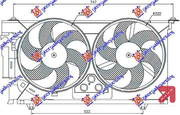 VENTILATOR KOMPLET (DUPLI) +A/C BENZIN PEUGEOT 306 (1996-1999) (OEM: 1308N9)