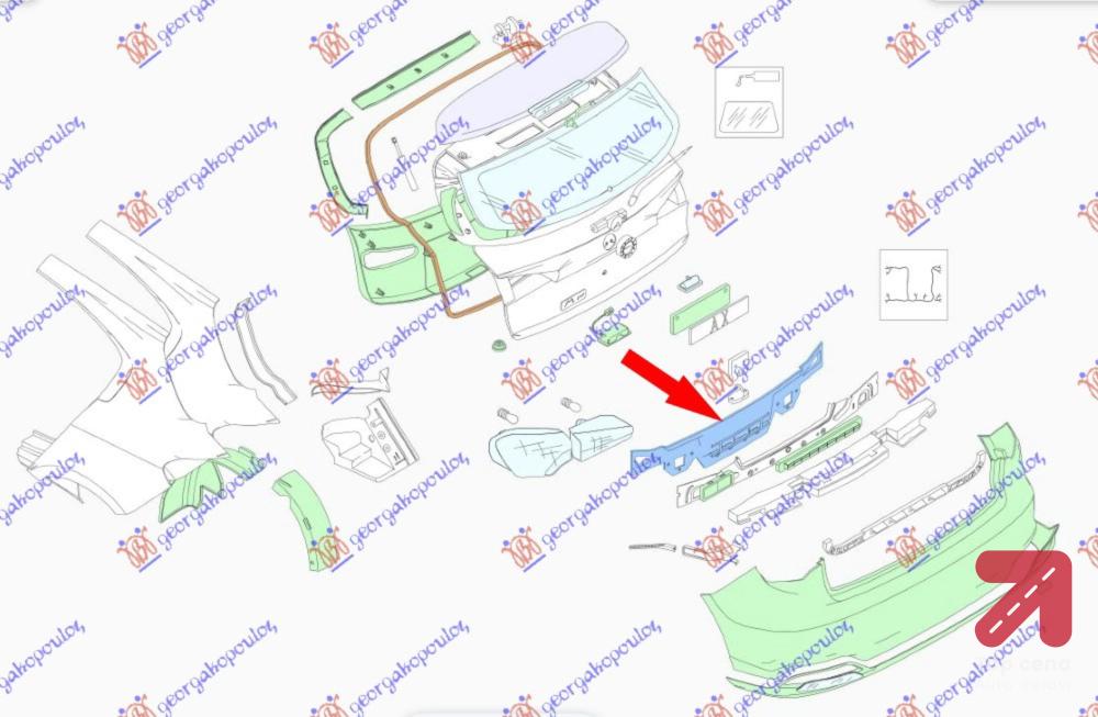 ZADNJI VEZNI LIM (H/B) FIAT TIPO (2016-2021) (OEM: 52017462, 52159550)